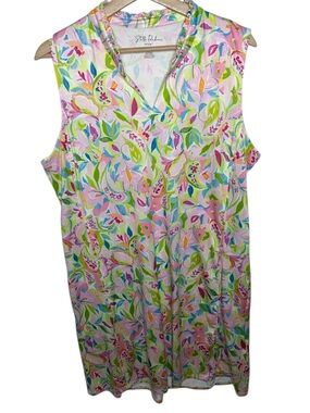 STELLA PARKER Sport Sleeveless notch-neck dress vibrant watercolor flower print